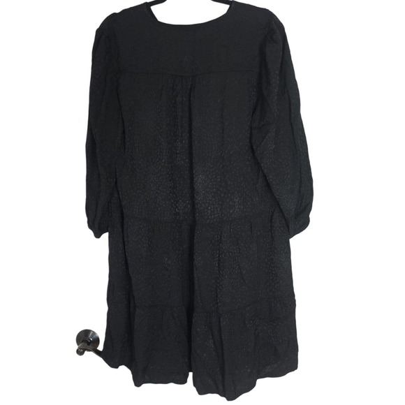 Nation Ltd Womens Dress Liza Black Leopard Animal Trapeze Mini Tiered Ruffle M - Picture 3 of 13